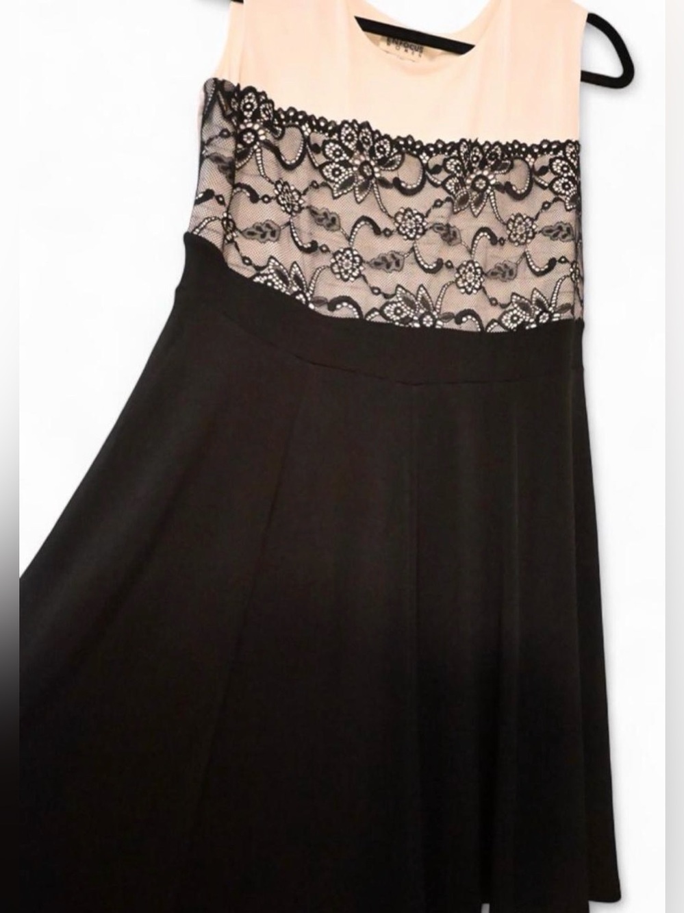 Enfocus Studio Black Skirt with Blush Lace Bodice